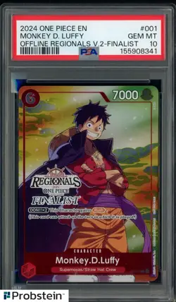 2024 One Piece EN Monkey D Luffy Offline Regionals V.2 Finalist PSA 10 GEM MINT - Image 1