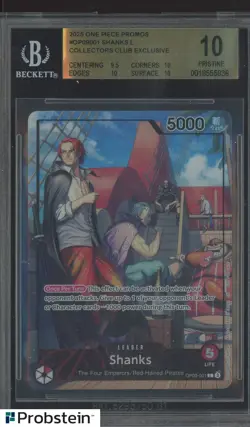 2025 One Piece Promos OP09001 Shanks L Collecor's Club BGS 10 PRISTINE - Image 1
