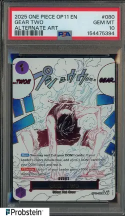 2025 One Piece OP11 EN #080 Gear Two Alternate Art PSA 10 GEM MINT - Image 1
