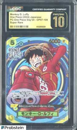 2024 Pokemon JPN One Piece Day'24 OP07-109 Monkey D. Luffy CGC 10 PRISTINE - Image 1