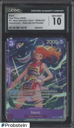 2025 One Piece PC Best Selection Vol.4 OP09-070 #Nami Alt Art CGC 10 GEM MINT - Image 1