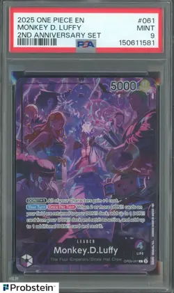 2025 One Piece EN 2nd Anniversary Set #061 Monkey D. Luffy PSA 9 MINT - Image 1