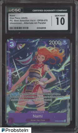 2025 One Piece PC Best Selection Vol.4 OP09-070 #Nami Alt Art CGC 10 GEM MINT - Image 1