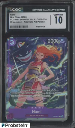 2025 One Piece PC Best Selection Vol.4 OP09-070 #Nami Alt Art CGC 10 GEM MINT - Image 1