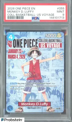 2026 One Piece EN College Basketball US Voyage #055 Monkey D Luffy PSA 9 - Image 1