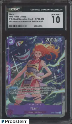 2025 One Piece PC Best Selection Vol.4 OP09-070 #Nami Alt Art CGC 10 GEM MINT - Image 1