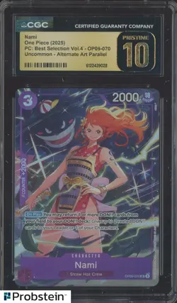 2025 One Piece PC Best Selection Vol.4 OP09-070 #Nami Alt Art CGC 10 PRISTINE - Image 1