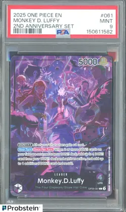 2025 One Piece EN 2nd Anniversary Set #061 Monkey D. Luffy PSA 9 MINT - Image 1