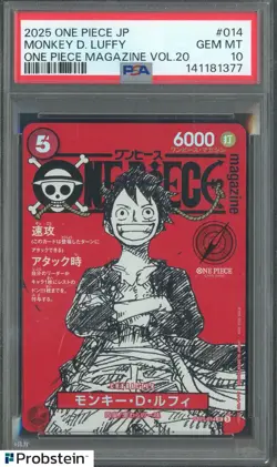 2025 ONE PIECE JPN PROMOS ONE PIECE MAGAZINE VOL.20 #014 MONKEY D. LUFFY PSA 10 - Image 1