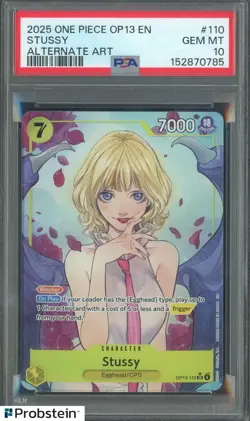 2025 One Piece OP13 EN #110 Stussy Alternate Art PSA 10 GEM MINT - Image 1