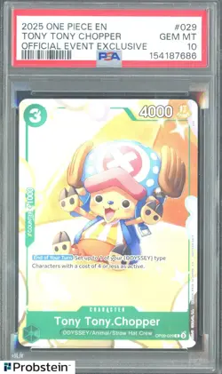 2025 One Piece EN Official Event Exclusive #029 Tony Tony Chopper PSA 10 - Image 1