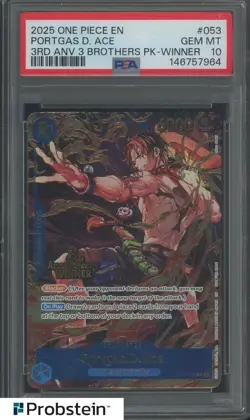 2025 One Piece EN 3rd Anniversary 3 Brothers Winner #053 Portgas D Ace PSA 10 - Image 1