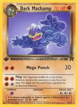Pokemon Dark Machamp (27) LP 1st Edition Normal Team Rocket - Image 1