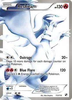 Pokemon Reshiram (113 Full Art) LP 1st Edition Normal Black and White - Image 1