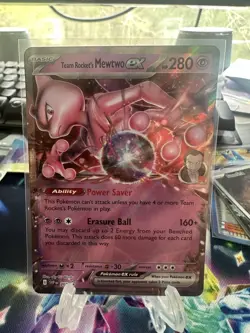 Team Rocket's Mewtwo ex 216 Holo Promo Scarlet & Violet Promo Pokemon NM - Image 1
