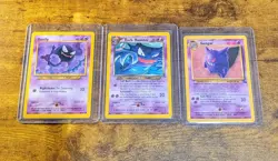 Vintage Pokemon TCG Gengar Fossil Non-Holo Rare + Haunter + Gastly Neo Destiny - Image 1