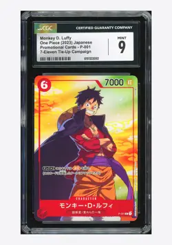 One Piece CGC 9 Monkey D. Luffy Promo 2023 P-001 7-Eleven Tie-Up Japanese - Image 1