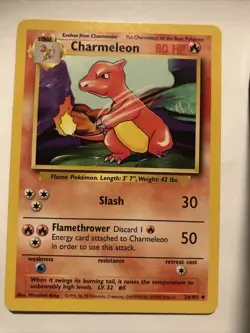 Pokemon TCG Charmeleon Base Set 24/102 Regular Unlimited Uncommon Card - Image 1