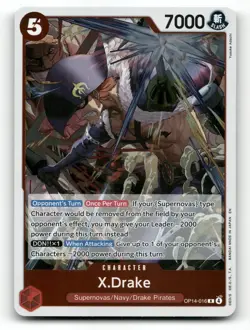X.Drake OP14-016 - The Azure Sea's Seven - One Piece Card NM/M - Image 1