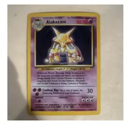 Alakazam 001/102 Base Set Holo Rare 80 HP Pokemon Card English Ken Sugimori - Image 1