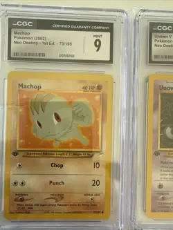 Pokemon Neo Destiny 1st Edition CGC Graded Lot! Machop, Slugma, Unown V, Exegg! - Image 5