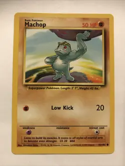 Pokemon TCG Machop Base Set 52/102 Regular Unlimited Common Card - Image 1