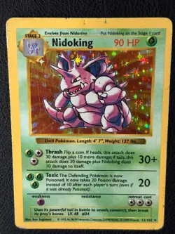 Pokemon Card: Nidoking HOLO 11/102 Shadowless Base Set Vintage Rare! HP/DMG - Image 4