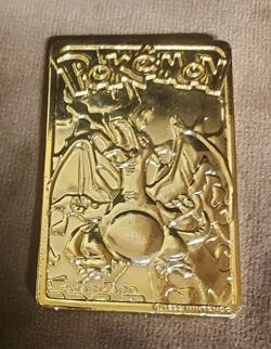 1999 Pokemon Burger King 23K Gold Plated Charizard Card #06 & Poke Ball Vintage - Image 1