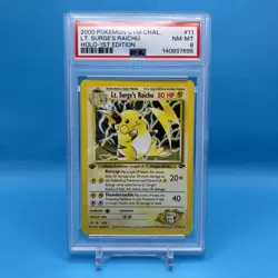 Lt. Surge's Raichu PSA 8 Pokemon WOTC 2000 Gym Challenge 1st Edition 11/132 - Image 1