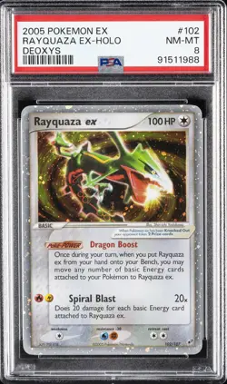 2005 POKEMON EX DEOXYS #102 RAYQUAZA EX-HOLO PSA 8 - Image 1