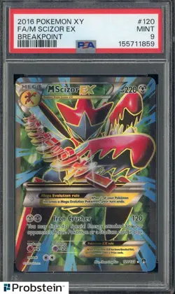 2016 Pokemon XY Breakpoint #120 FA M Scizor EX PSA 9 MINT - Image 1