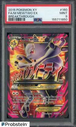 2015 Pokemon XY Breakthrough #160 FA M Mewtow EX PSA 9 MINT - Image 1