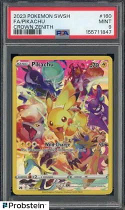 2023 Pokemon SWSH Crown Zenith #160 FA Pikachu PSA 9 MINT - Image 1
