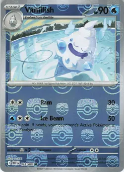 Vanillish 025/086 Reverse Holo Pokeball Pattern White Flare English Pokemon TCG - Image 1