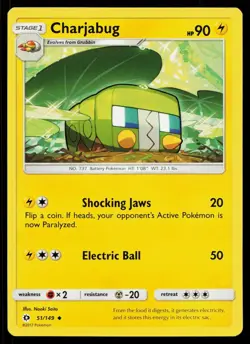 Charjabug 51/149 SM Base Set Pokemon Near Mint - Image 1