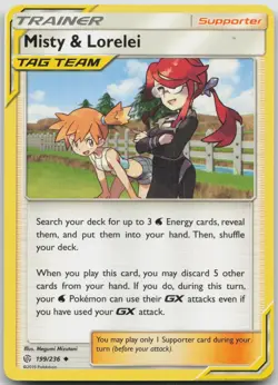 Misty & Lorelei 199/236 Uncommon Cosmic Eclipse Pokemon Near Mint - Image 1
