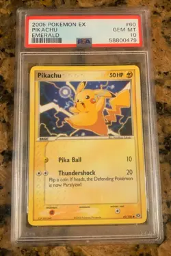 2005 POKEMON EX EMERALD #60 PIKACHU PSA 10 Low Pop 100 - Image 1