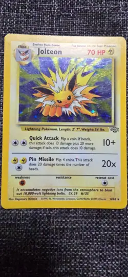 Wizards Pokemon TCG Jolteon Jungle 4/64 Holo Rare Unlimited 70 HP 1999 English - Image 1