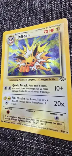 Wizards Pokemon TCG Jolteon Jungle 4/64 Holo Rare Unlimited 70 HP 1999 English - Image 4