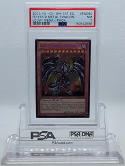 2013 YUGIOH 1ST ED LCJW-EN050 RED-EYES DARKNESS METAL DRAGON PSA 7 NM #50542586 - Image 2