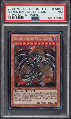 2013 YUGIOH 1ST ED LCJW-EN050 RED-EYES DARKNESS METAL DRAGON PSA 7 NM #50542586 - Image 3