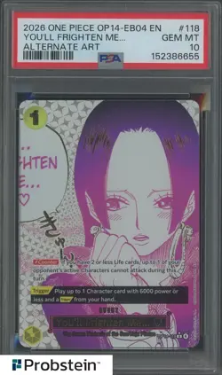 2026 One Piece OP14-EB04 EN Alternate Art #118 You'll Frighten Me PSA 10 - Image 1