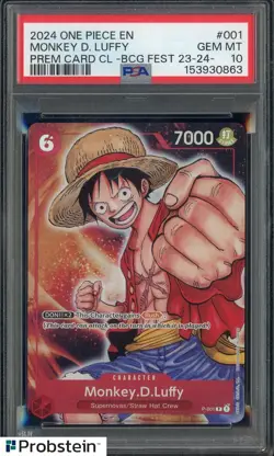 2024 One Piece EN Premium Card CL BCG Fest #001 Monkey D. Luffy PSA 10 GEM MINT - Image 1