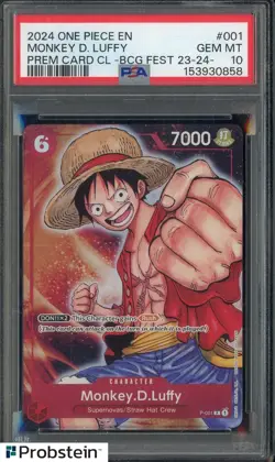 2024 One Piece EN Premium Card CL BCG Fest #001 Monkey D. Luffy PSA 10 GEM MINT - Image 1