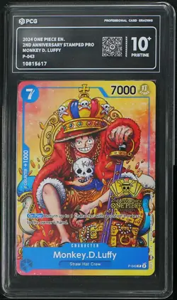 2024 P-043 Monkey.D.Luffy (2nd Anniversary Stamped Promo) PCG 10+ One Piece AL08 - Image 1