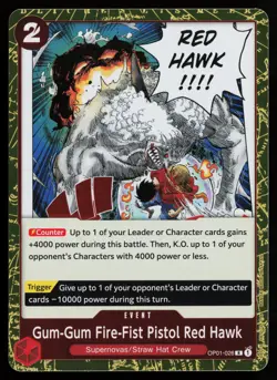 Gum-Gum Fire-Fist Pistol Red Hawk OP01-026 Rare Romance Dawn One Piece Near Mint - Image 1