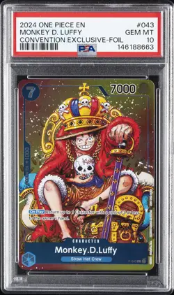 2024 ONE PIECE PROMOS CONVENTION EXCLUSIVE-FOIL #043 MONKEY D. LUFFY PSA 10 - Image 1