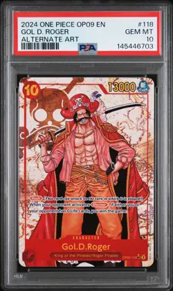 2024 ONE PIECE OP09-EMPERORS IN THE NEW WORLD ALTERNATE ART GOL D. ROGER PSA 10 - Image 1