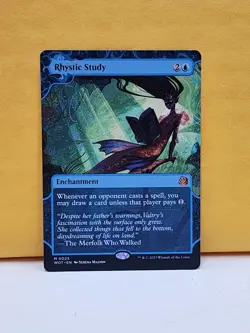 1x BORDERLESS Rhystic Study, NM, WOT, Magic: the Gathering, MtG - Image 1