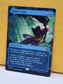 1x BORDERLESS Rhystic Study, NM, WOT, Magic: the Gathering, MtG - Image 2